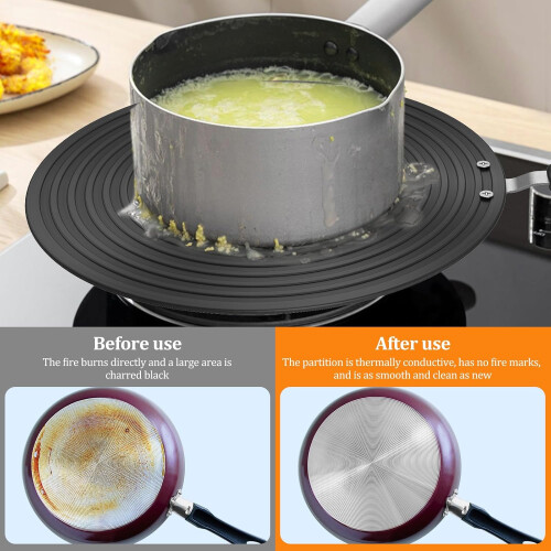 Induction Heat Diffuser Plate 28cm Aluminum Alloy Double Sided with Handle for Glass Cookware 1