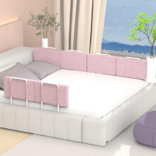 Bed Rail for Toddlers with Breathable Cotton Padding, Adjustable Safety Guard for Twin Queen King Beds Pink