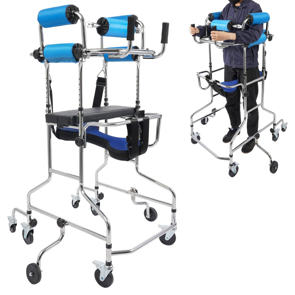 Upright Walker for Seniors Adjustable Height Standing Walking Aid Rehabilitation Frame for Adults