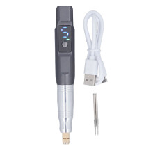 Lixa elétrica portátil sem fio com visor LCD, bateria recarregável, cabo com cores em degradê, baixa emissão de calor para nail art de detalhes.