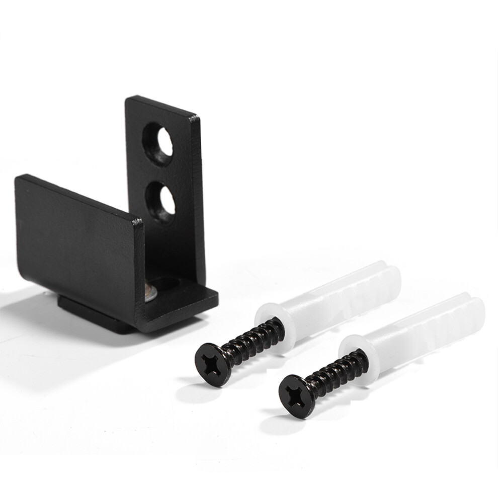 Frosted Black Sliding Door Track Hardware, Pre Grooved And Non Grooved Door Compatible Floor Guide, Carbon Steel Wall Mount Bottom Guide For Barn 9159805664526
