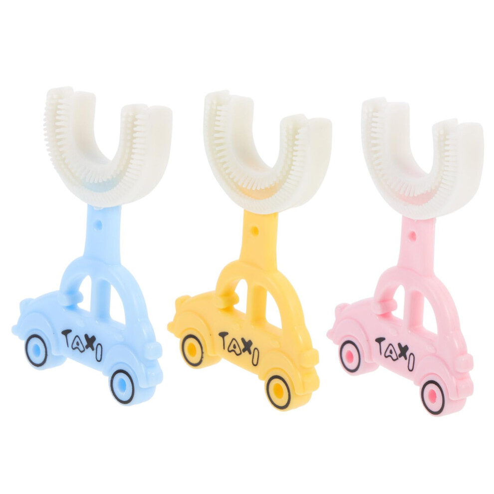 3pcs Kids U Shaped Silicone Toothbrush with Gentle Bristles and ThreeSided Cleaning