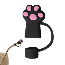 Silicone Straw Cover with Dustproof Airtight Seal, Cute Cat Paw Reusable Straw Cap for Cups and Tumblers