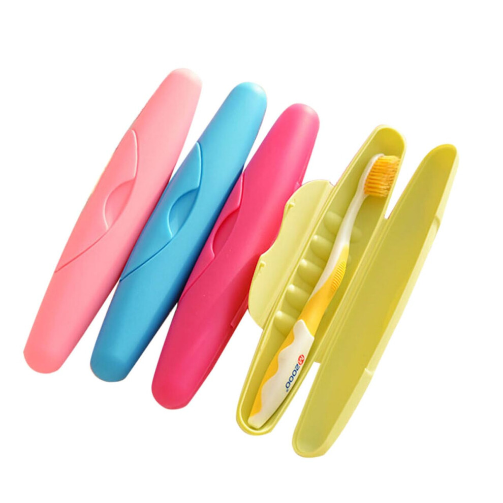 Travel Toothbrush Case Set of 4 Lightweight Durable Plastic Holders for Compact Storage on Trips