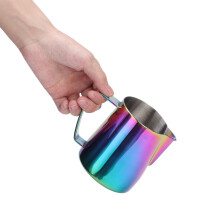 Buntes 350 ml Edelstahl-Milchschaumkännchen für Kaffee und Latte Art