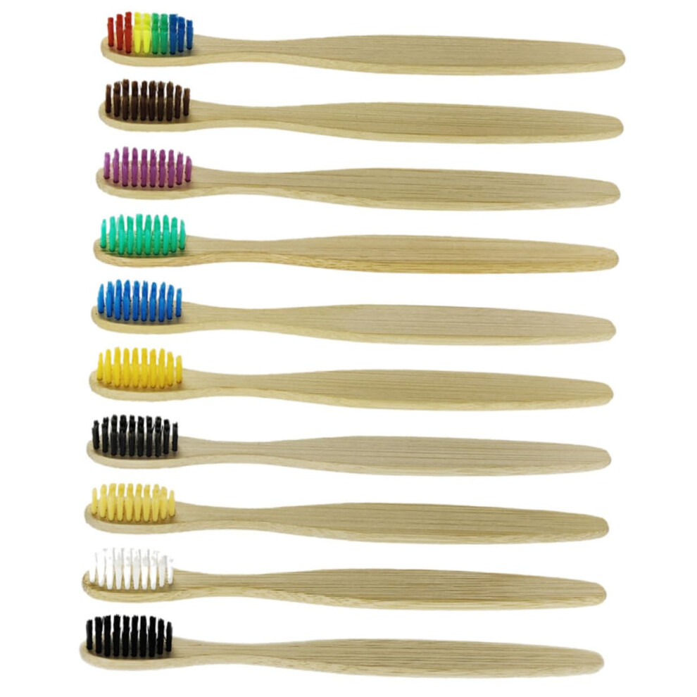 10pcs Bamboo Toothbrush with Extra Soft Bristles for Adults, EcoFriendly Travel Size
