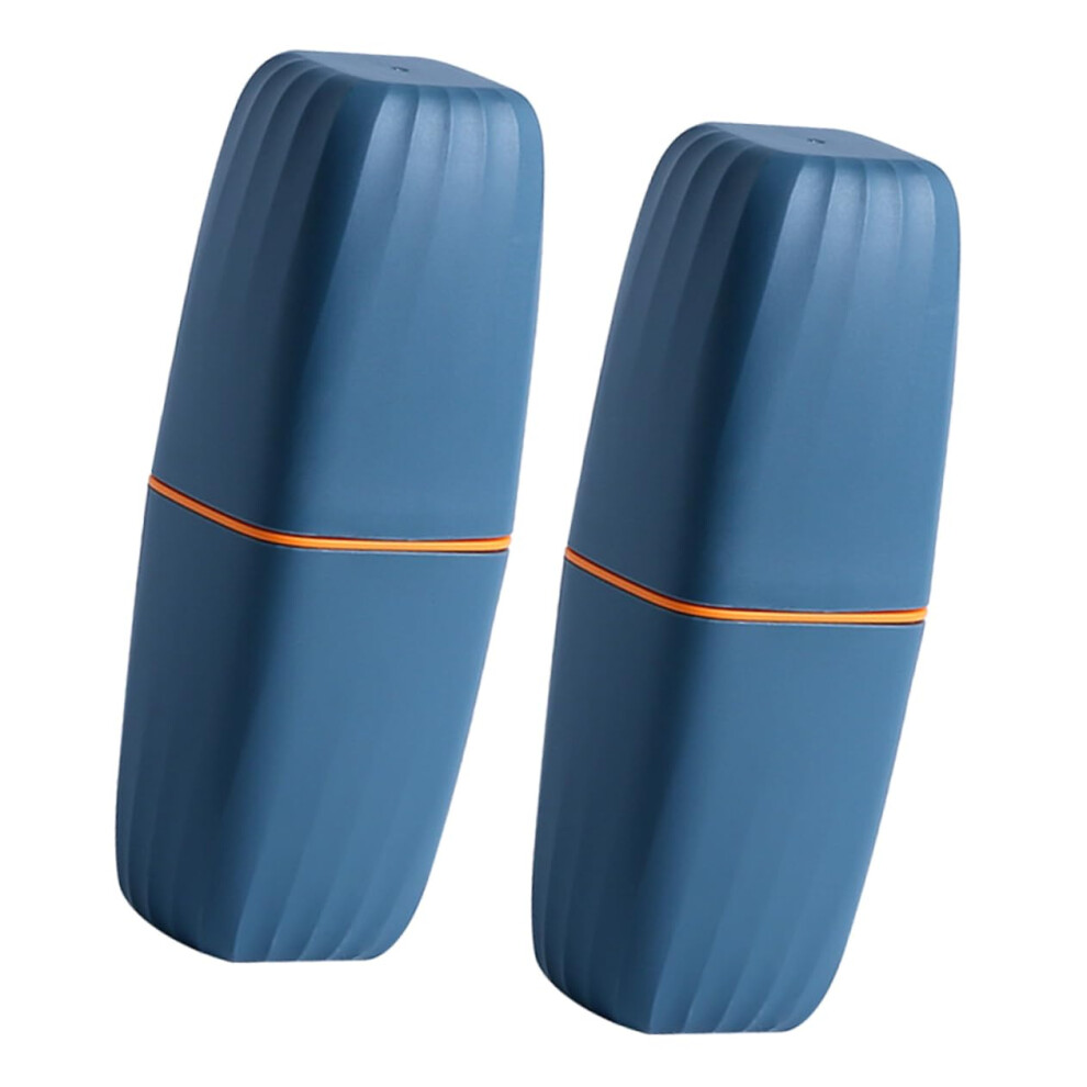 Travel Toothbrush Holder Cup Set 2pcs, 2 in 1 Compact PP Case for Organized Oral Care on Trips