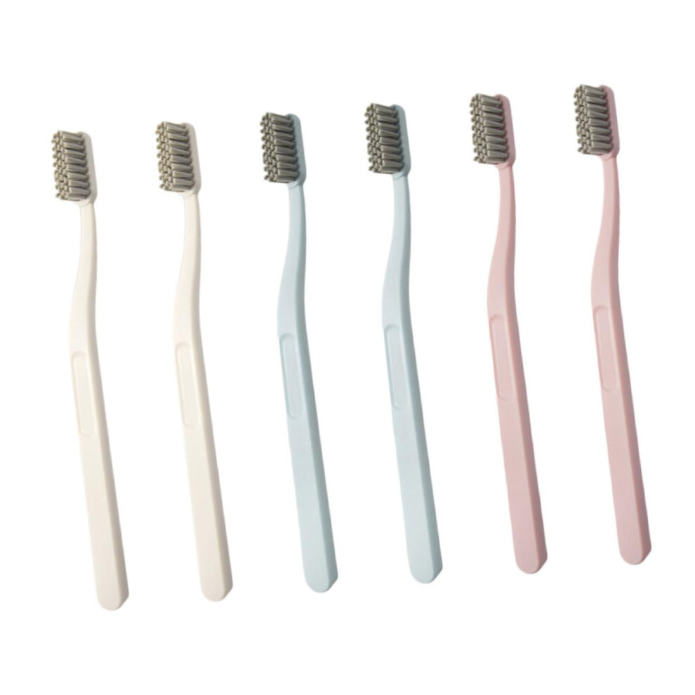 Hard Bristle Toothbrush for Adults, 6pcs Travel Kit with Ergonomic Grip and Stain Removal