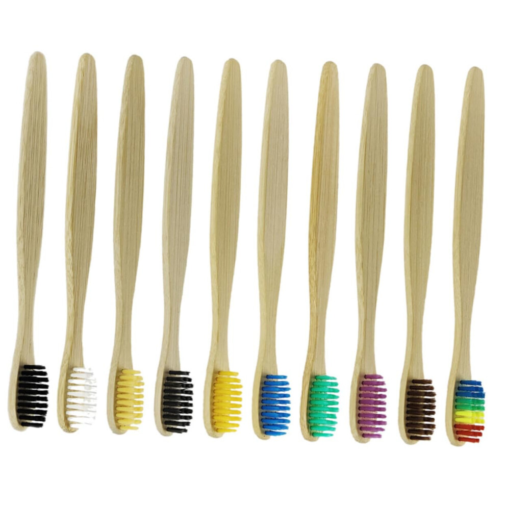 Bamboo Toothbrush 10pcs Extra Soft Bristles Eco Friendly Travel Size Bulk for Hotels Random Color