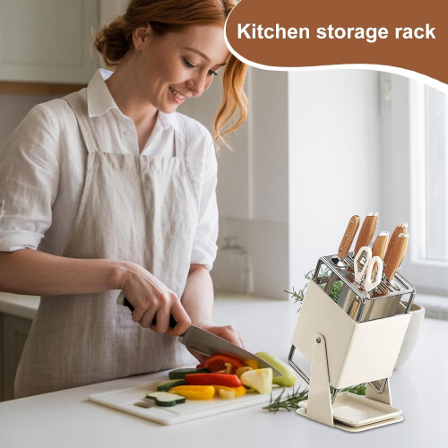 9Slot Rotating Knife Holder with Drain Tray, 30 Organizer for Kitchen, Home and Restaurant 1