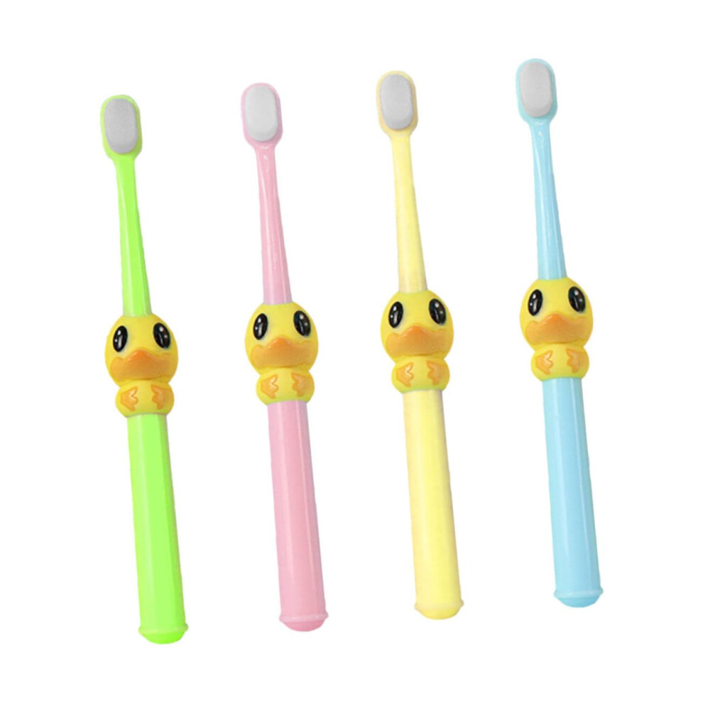 Kids Toothbrush Set 4pcs Soft Bristles Whole Mouth Coverage Adorable Cartoon Duck Design
