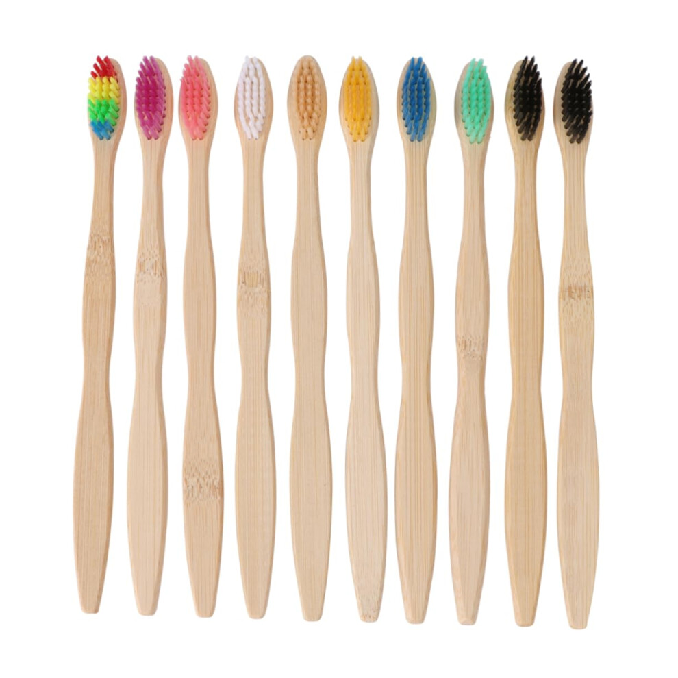 Bamboo Toothbrush 10pcs Eco Friendly Soft Nylon Bristles with Ergonomic Grip for Travel and Home