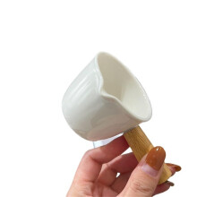 Porcelain Gravy Boat with Handle for Sauce and Salad Dressing, Creamer Pitcher for Coffee Tea