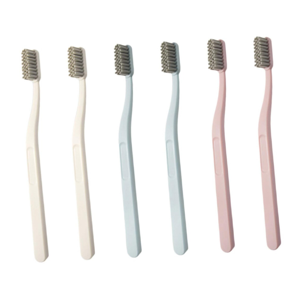 Hard Bristle Toothbrush 6 Pack for Adults, Deep Stain Removal, Ergonomic Handle, Travel Size