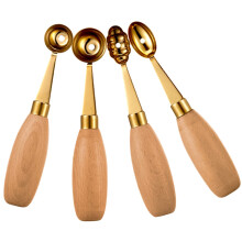 4Pcs Stainless Steel Melon Baller Scoop Set with Double Ended Fruit Spoon for Ice Cream and Dessert