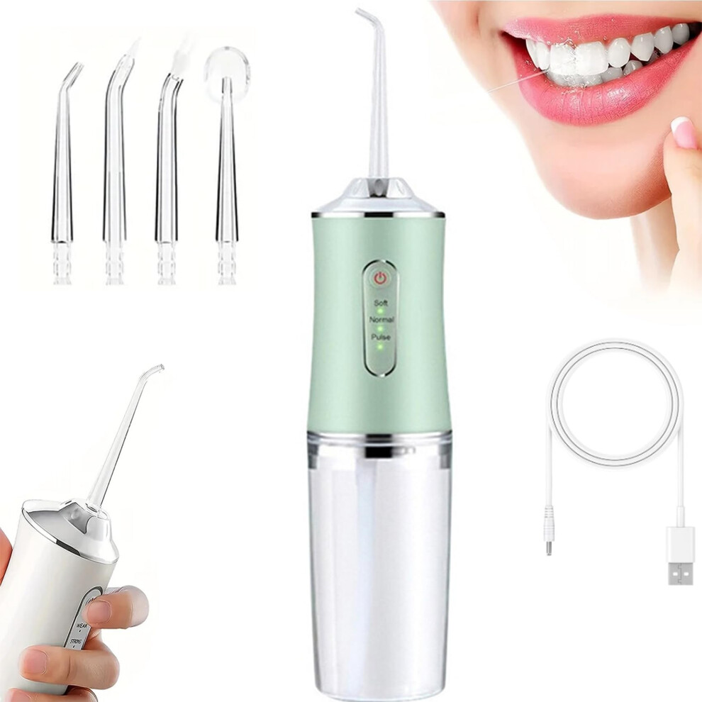 Cordless Water Flosser for Braces with 3 Pressure Modes, 360 Rotation, IPX7 Waterproof, Green