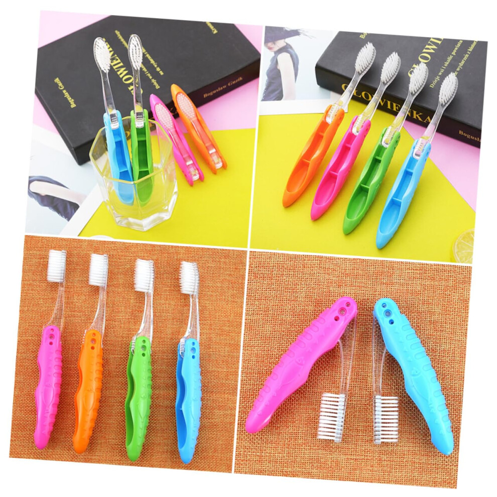 5Pcs Travel Toothbrush Set, Foldable Compact Design, Lightweight with Ergonomic Handle for Camping