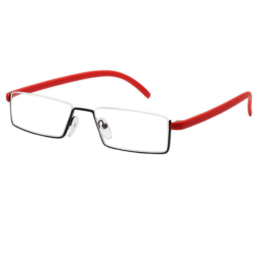 Blue/Light/Red Blocking Reading Glasses +1.00 Half Rim Metal Readers For Men And Women With Case