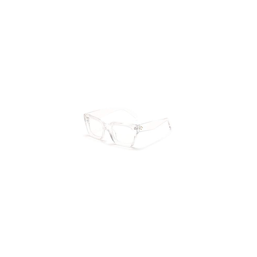 Blue/Light Blocking Reading Glasses +2.0 Retro Oversized Square Frame Clear Lens For Women Men