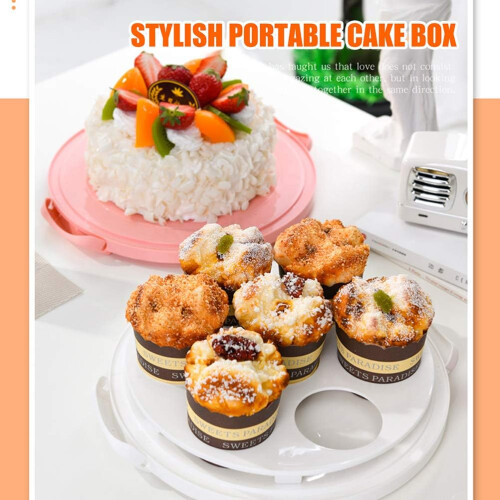 Plastic Cake Carrier with Lid and Handle, Secure Lock, Cupcake Holder for Easy Transport 2