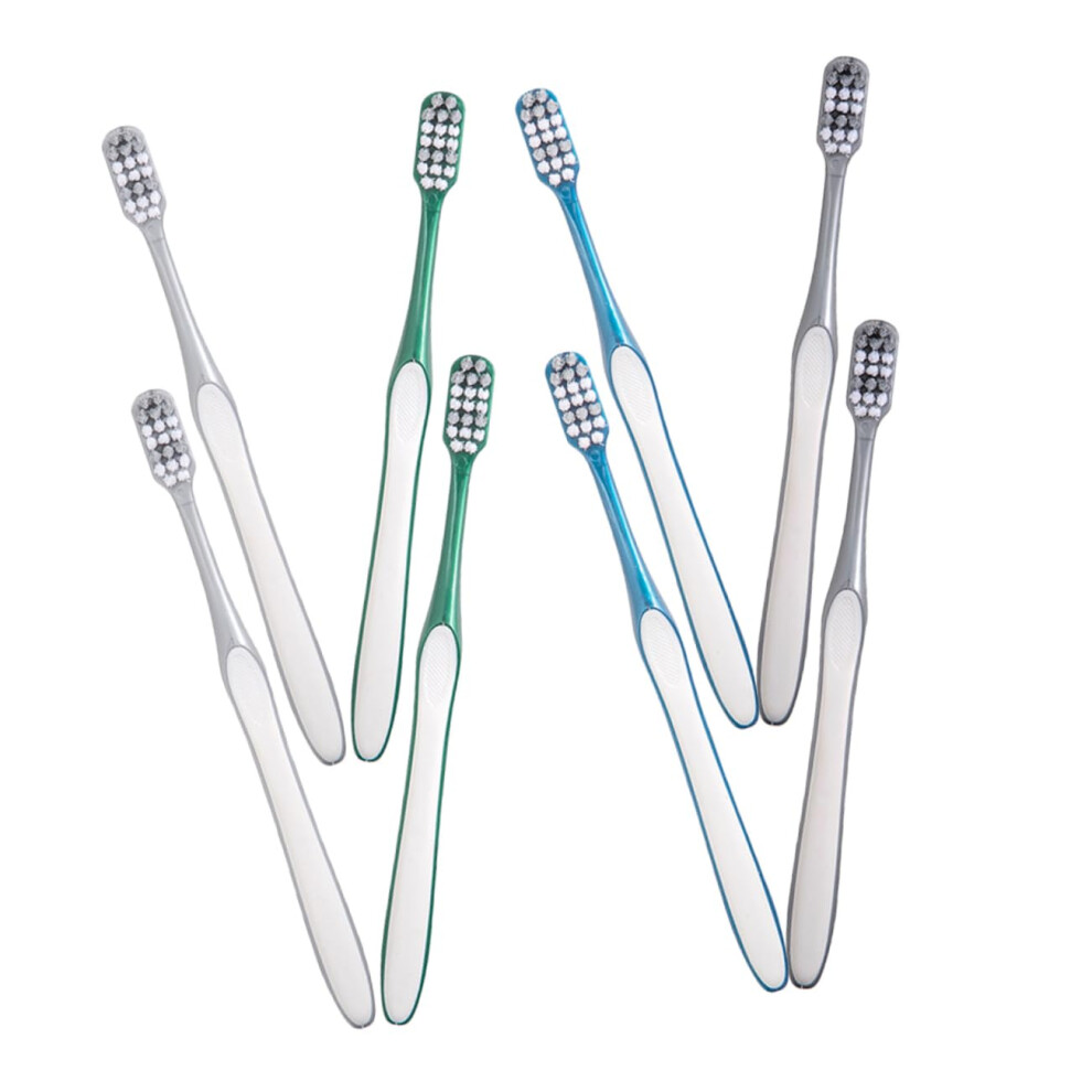 8pcs Hard Bristle Travel Toothbrush Set with Ergonomic Grip and Protective Case for Men