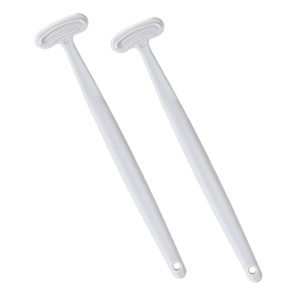 White Tongue Scraper Set For Bad Breath Removal, Gentle Layered Design Oral Cleaner 2Pcs