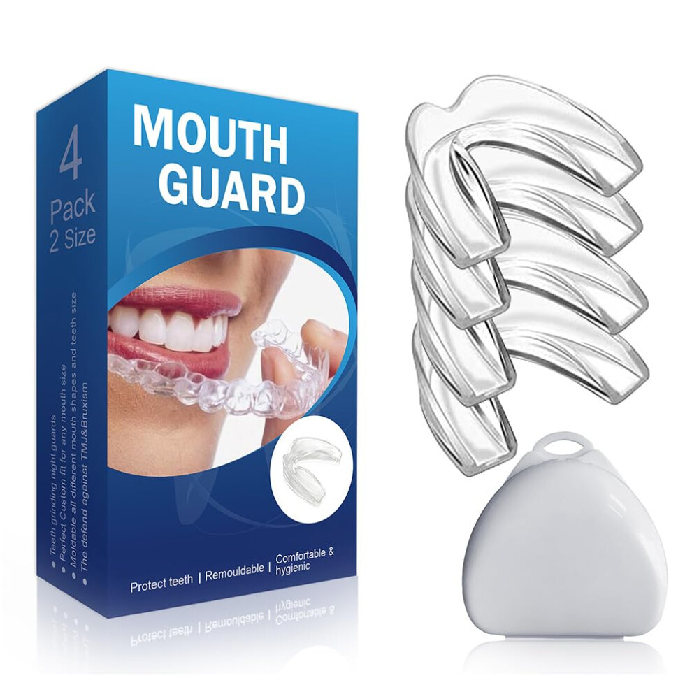 Night Grinding Mouth Guard Set of 4 Adult Size for Sleep and Teeth Grinding