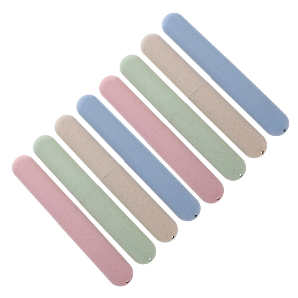 8pcs Travel Toothbrush Case with WaterResistant Seal, Unbreakable Wheat Straw Holder for Home and Travel