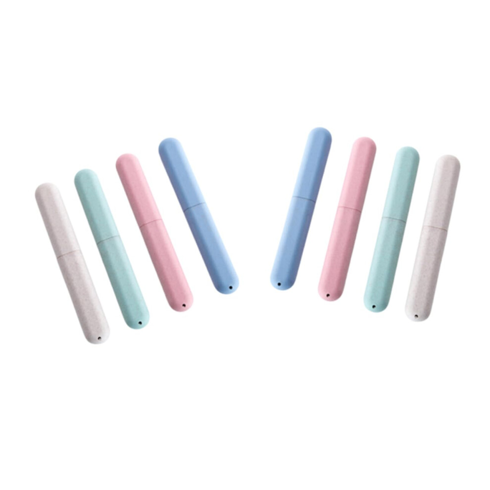 8pcs Travel Toothbrush Case Holder with Snap Closure Protects Bristles for Compact Travel Use