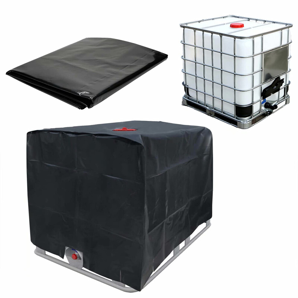Ibc Tote Cover 1000L Waterproof Tank Cover With Uv Protection And Rainproof Design Black 9174973214212