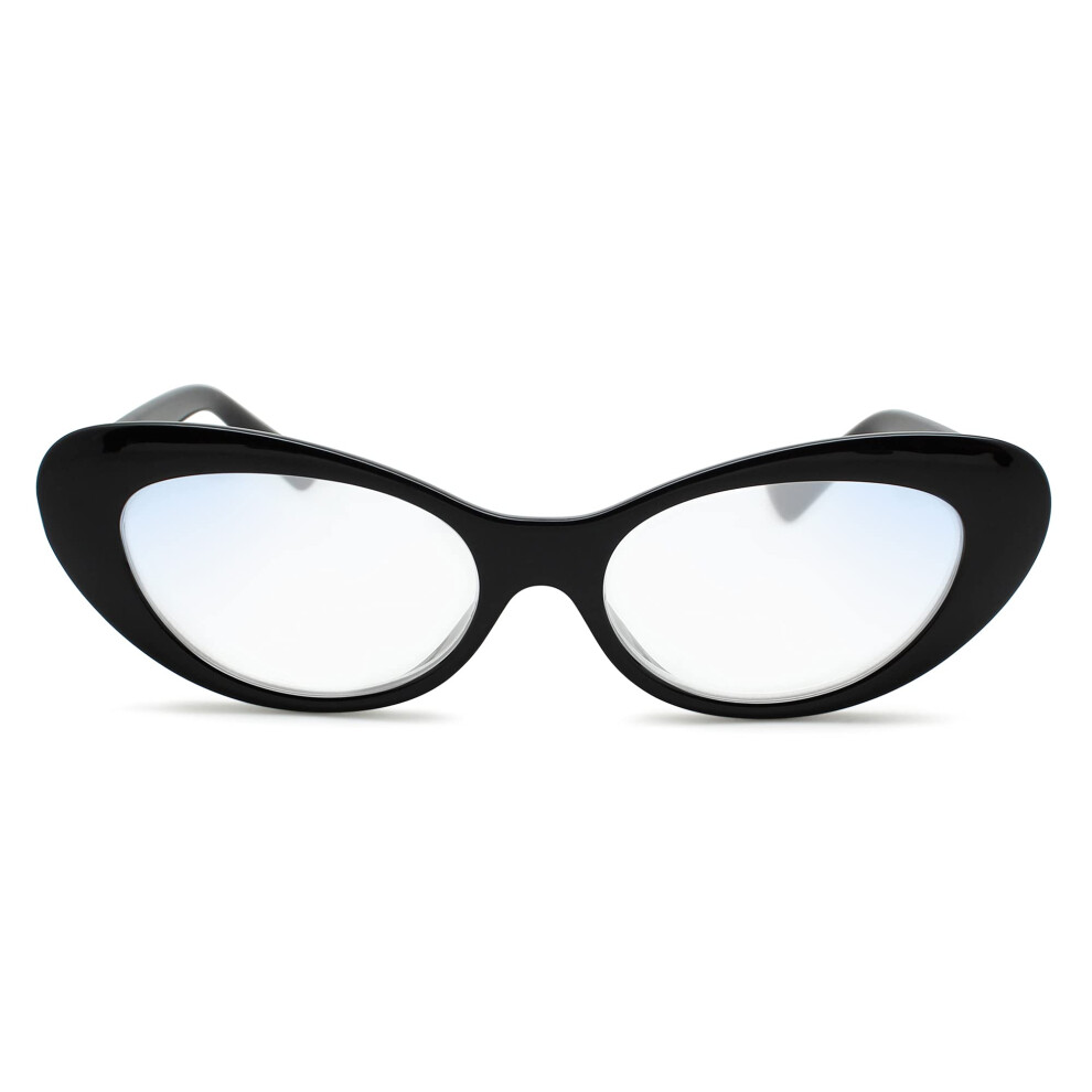 Black/Blue/Light Cat Eye Blocking Reading Glasses For Women +2.0 Magnification