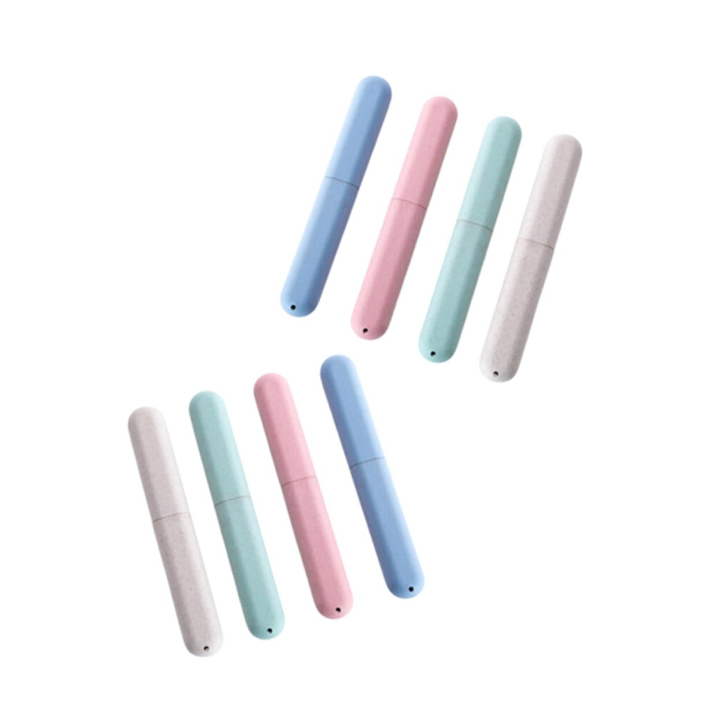 8pcs Travel Toothbrush Holder Case Set with Hygienic Brush Protection for Trips