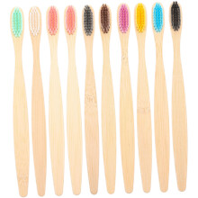 10Pack Bamboo Charcoal Soft Bristle Toothbrush Set for Gentle Cleaning and Travel Use