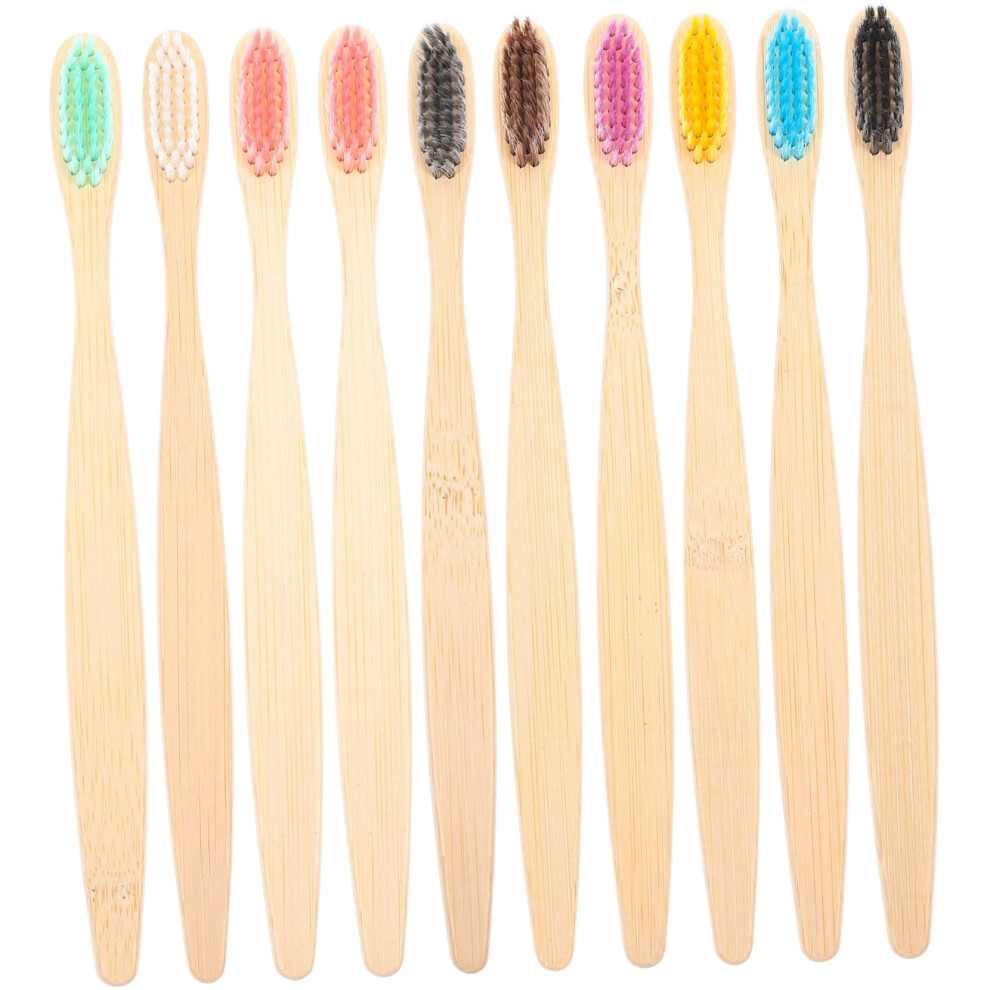 10Pack Bamboo Charcoal Soft Bristle Toothbrush Set for Gentle Cleaning and Travel Use