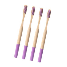 4pcs Biodegradable Bamboo Toothbrush for Adults Soft Bristle Eco Friendly Ergonomic Grip Purple