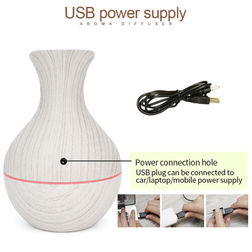 USB Ultraschall-Holz-Luftbefeuchter 130 ml Weiß 2