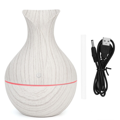 USB Ultraschall-Holz-Luftbefeuchter 130 ml Weiß 1