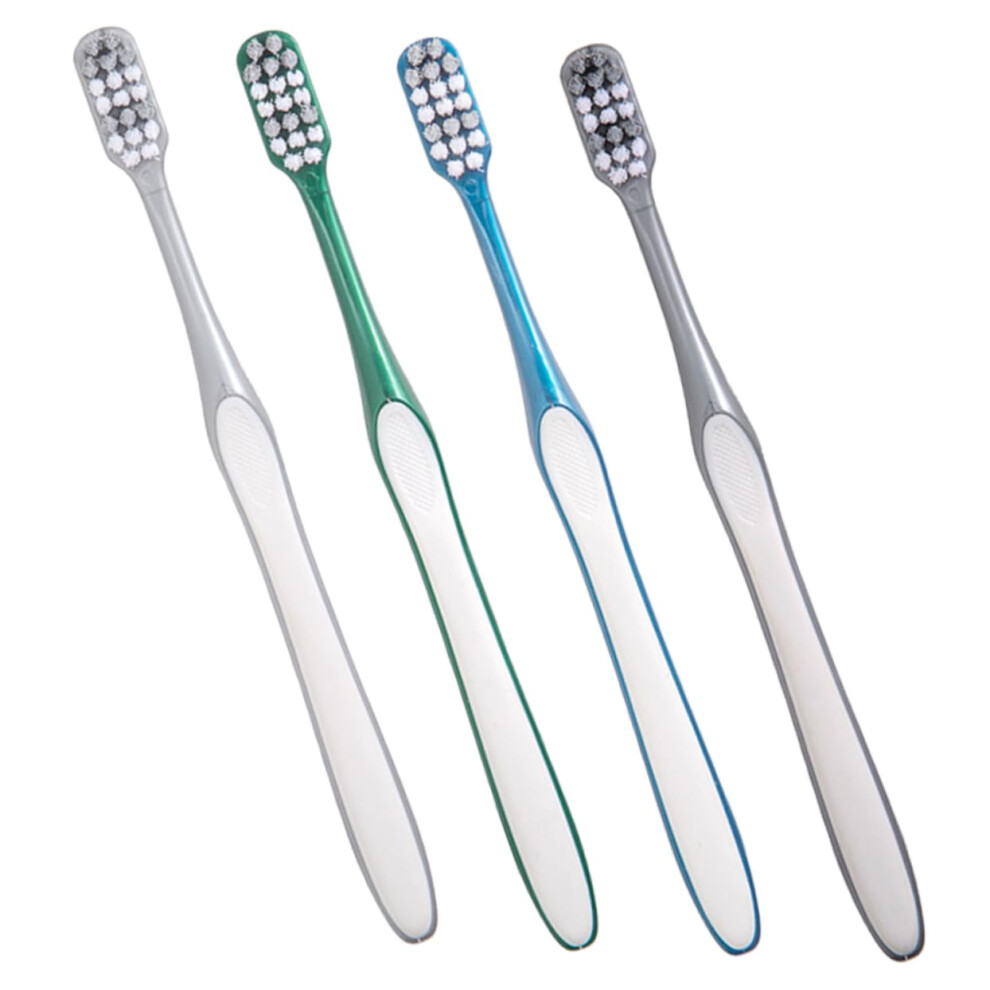 Travel Toothbrush for Men with Firm Bristles, Ergonomic Grip, Compact Size, 4 Pack for Camping