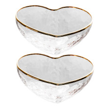 2pcs Heart Shaped Glass Dessert Bowls Elegant Clear Serving Set for Salads Fruits Pasta Snacks