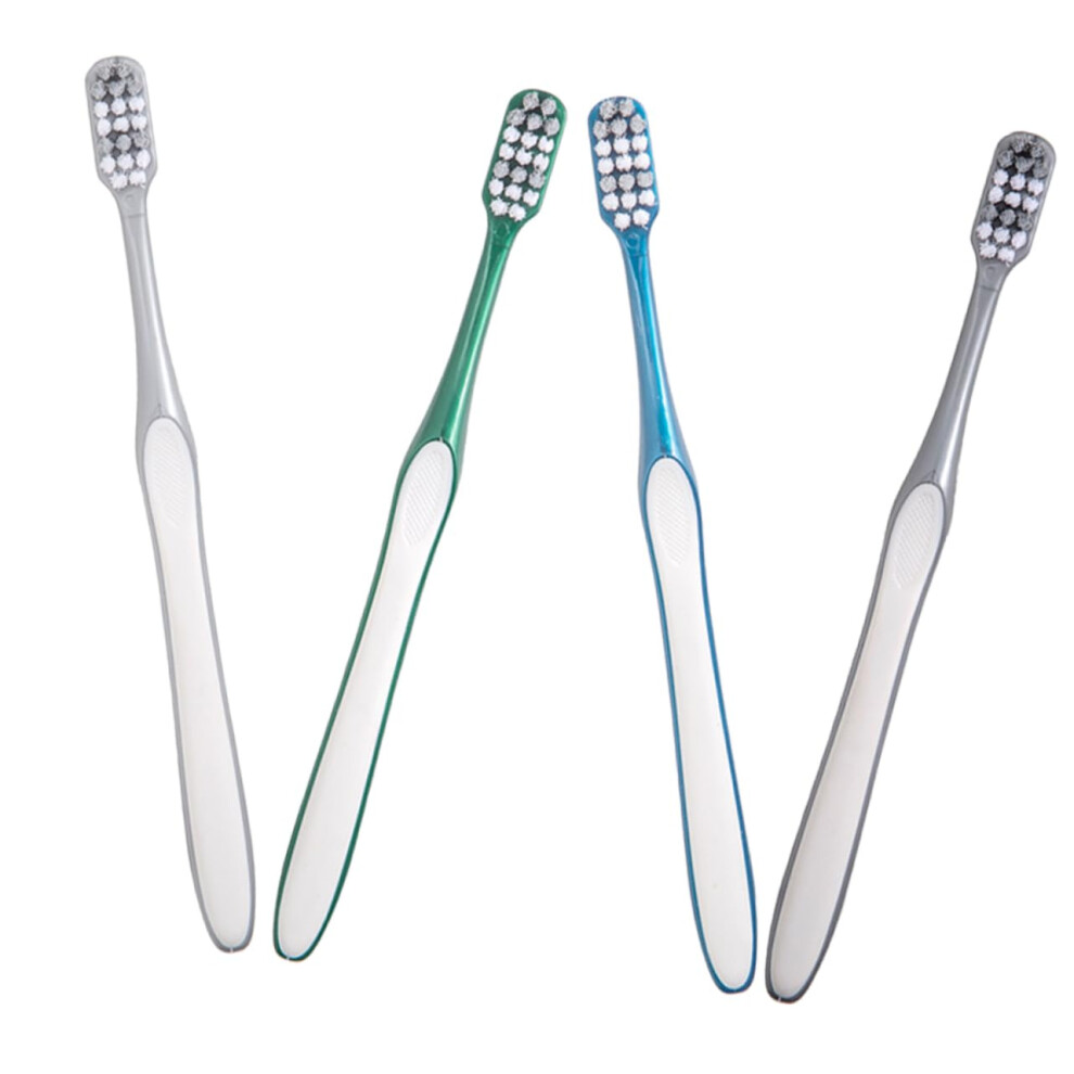 4pcs Hard Bristle Travel Toothbrush for Men Compact Manual Design with Ergonomic Nonslip Handle