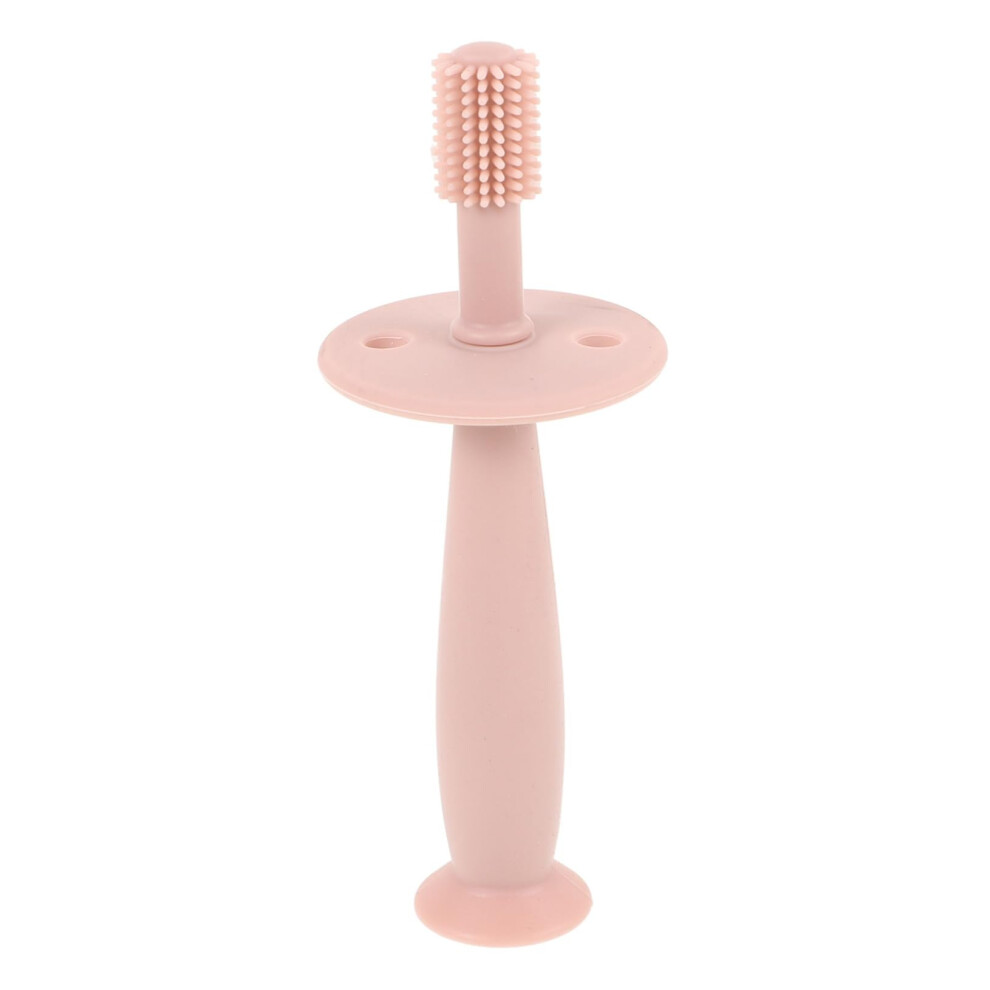 Pink Baby Training Toothbrush With Soft Silicone Bristles, Nonslip Handle, Teething Relief,