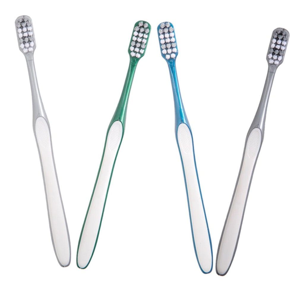 Hard Bristle Travel Toothbrush for Adults, 4 Pack Compact Manual Design for Men Teeth Cleaning
