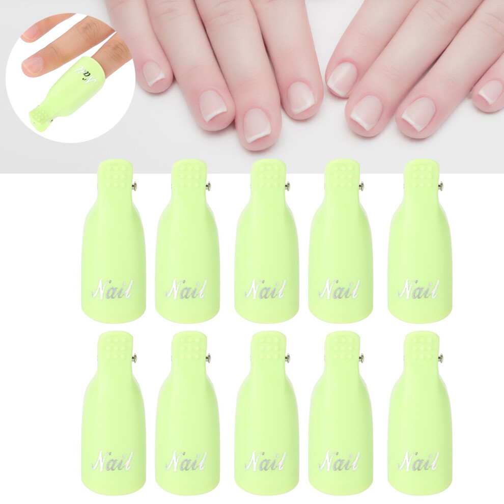 Green 10 Nail Uv Gel Polish Remover Clips For Soak Off Manicure Tool Kit