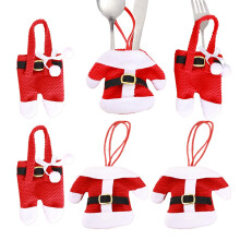 Christmas Cutlery Holder Set Reusable Festive Silverware Pouch for Holiday Table Decorations Black