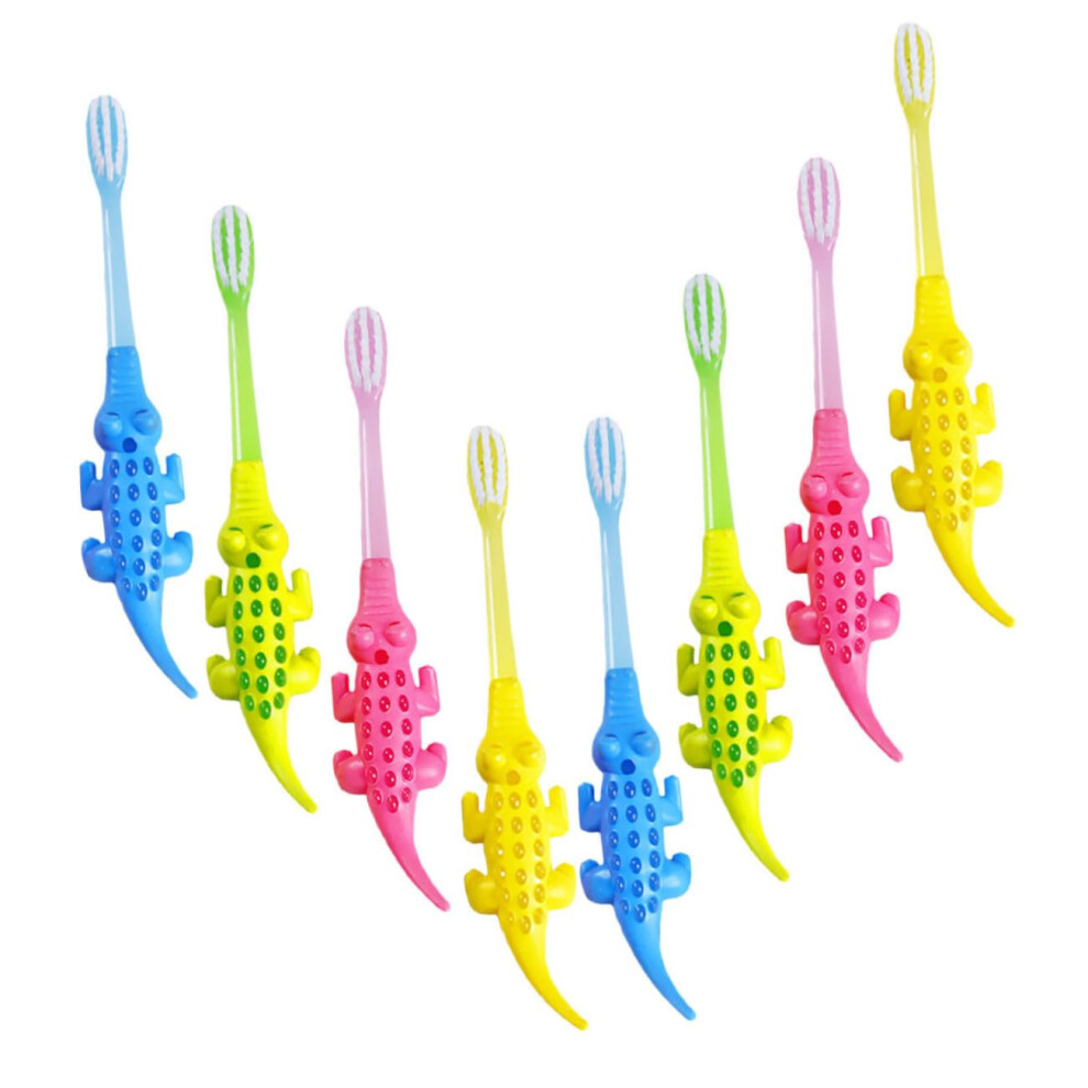 8Pcs Soft Bristle Kids Toothbrush Cartoon Animal Design Ergonomic Handle for Sensitive Gums
