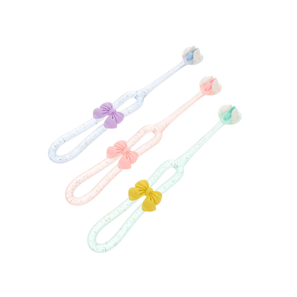 Kids Toothbrush 3pcs ThreeSided Soft Bristles with Cute Bowknot Design for Toddlers and Children