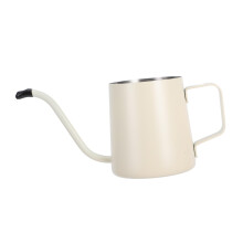 White Stainless Steel Gooseneck Coffee Kettle with Long Spout and Ergonomic Wood Handle for Precise Pouring