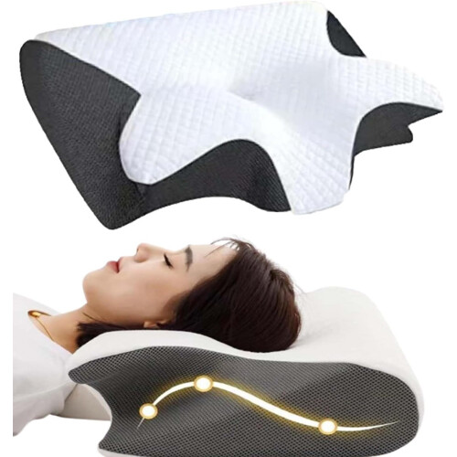 Memory Foam Cervical Neck Pillow with Ergonomic SixZone Support for Side and Back Sleepers