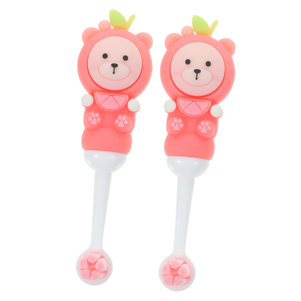 Manual Toothbrush with Extra Soft Bristles, Ergonomic Grip, Cute Bear Design, 2 Pack for Adults