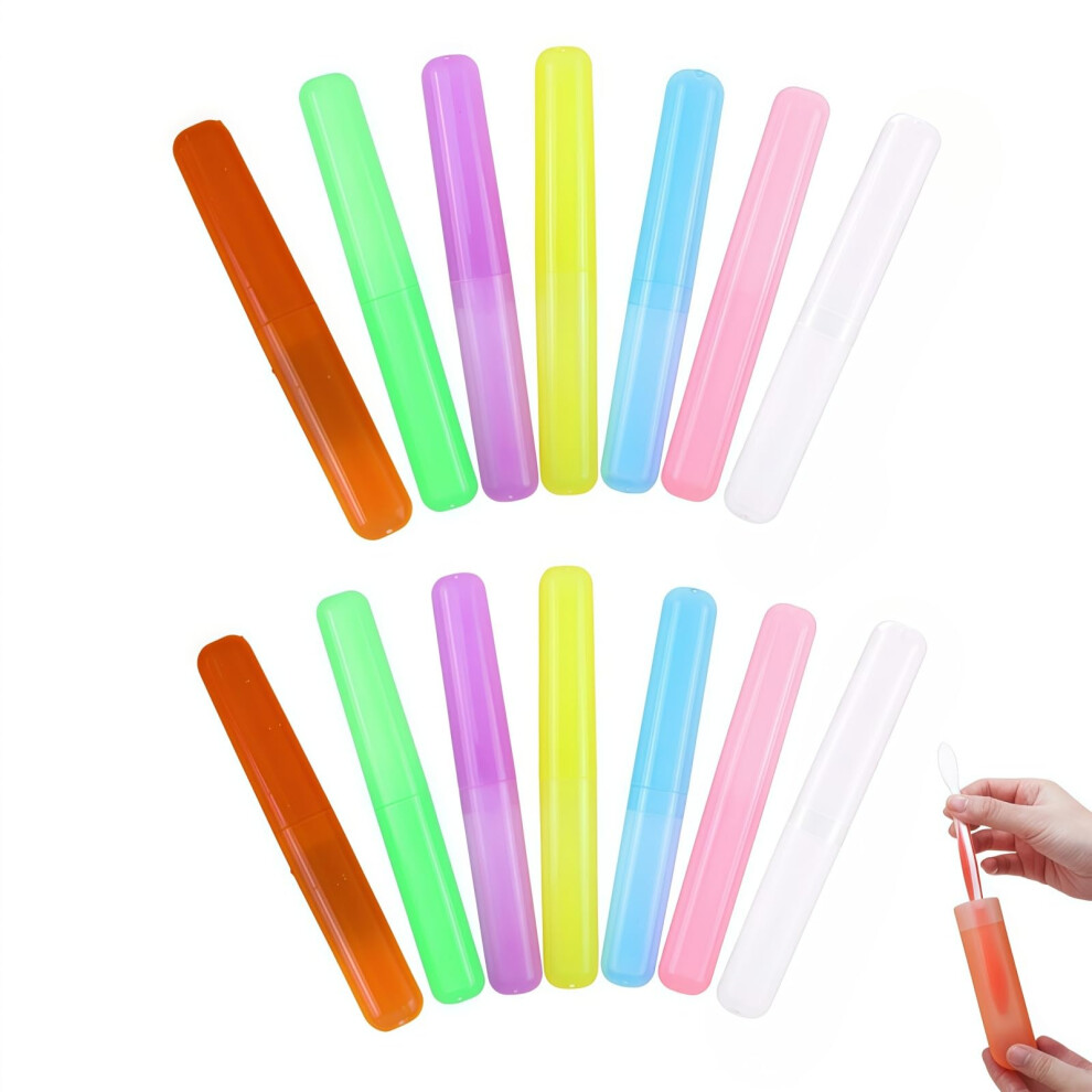 14Pack Toothbrush Travel Case and Electric Toothbrush Holder, Ventilated, Compact, 7 Colors